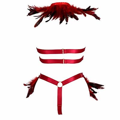 Mens Bondage Harness Adjustable Leather Body Harness Punk Chest Half  Harness Belt Red And Black Scheme Clubwear Costume