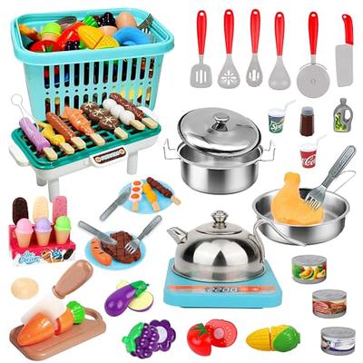 Bruvoalon Wooden Play Kitchen Toy Set for Kids, with Realistic Design, Sink  with Faucet, Oven, Microwave, Utensils, Kitchenware Play Food Set