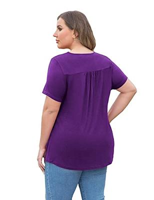 a.Jesdani Womens Plus Size Tunic Tops Short Sleeve Casual Floral Henley  Shirts m-4x 