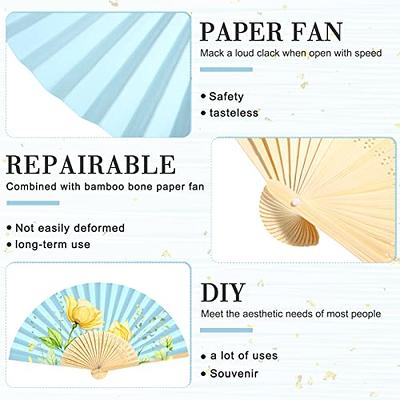 Roowest 50 Pack Handmade Paper Folding Fans with Gift Bags Thank