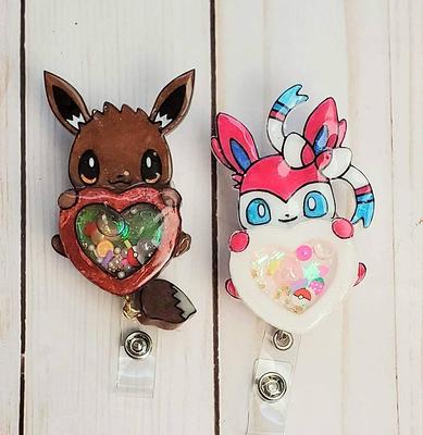 Badge Reel Shaker Inspired Kawaii Anime, Badge Eevee, Anime Nurse