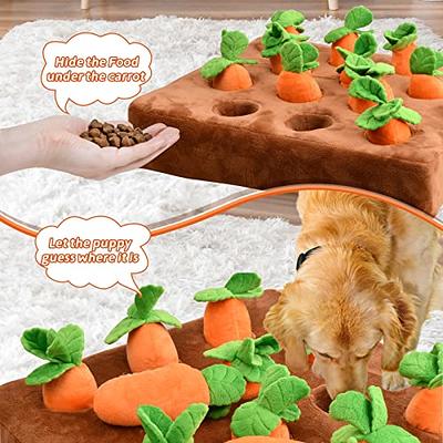 EQWLJWE 12 Squeaky Carrots Enrichment Dog Puzzle Toys, Hide and Seek Carrot  Farm Dog Toys, 13''x13'' Carrot Patch Dog Snuffle Toy for Small Medium and  Large Dogs 