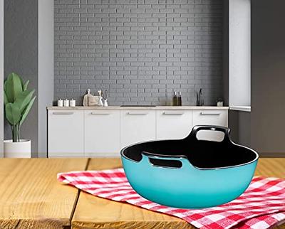 Bruntmor 3 Qt Enamel Cast Iron Balti Dish In Turquoise, 3 Quart Medium Cast  Iron Casserole Dish, Nonstick Handi Cast Iron Kadai Indian, Asian Wok,  Pioneer Women…