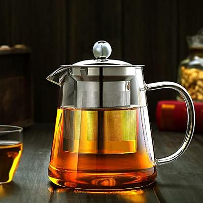 1pc Microwave And Stovetop Safe Glass Teapot With Removable