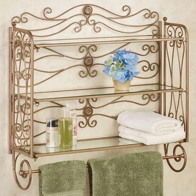 Kadalynn Wall Shelf with Towel Bar Satin Gold , Satin Gold - Yahoo Shopping