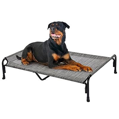 Veehoo Metal Elevated Dog Bed, Cooling Raised Pet Cot with Washable Mesh,  Medium, Black Silver 