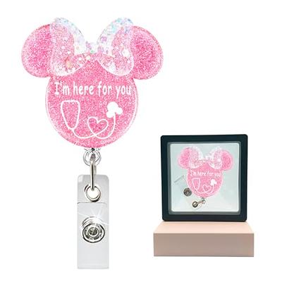  ANDGING Heart Nurse Badge Reel, Cute Pink Badge Reels  Retractable for Nurses, Funny Badge Clip RN LVN CNA LPN Gift, ID Card Badge  Holder with Alligator Clip Accessories, Nursing Student