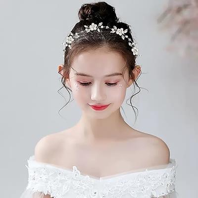 White Floral Headband Veil for Women and Girls, Bridal Hair Piece