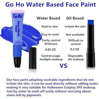 Go Ho Light Blue Body Paint Washable(2.37 oz,70 ml),Water Based Cream Pale  Blue Face Paint,Blue Face Body Paint for SFX Cosplay Costumes Festivals