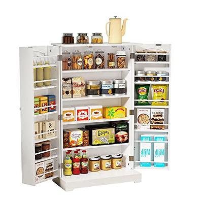 HOLTICO 45'' Storage Cabinet with Doors and Adjustable Shelves,Food Pantry  Cabinet for Kitchen,Dining Room,Living Room and Garage,Gold Lines and Legs