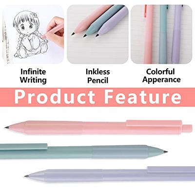 Kisdo 10 Pcs Inkless Magic Pencil, Everlasting Pencil Eternal with Eraser, Infinity Reusable Pencil for Writing, Drawing, Sustainable Pencil for