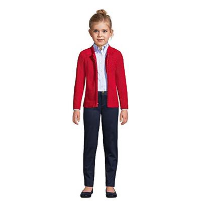 Lands' End School Uniform Women's Cotton Modal Button Front Cardigan  Sweater - Large - Burgundy