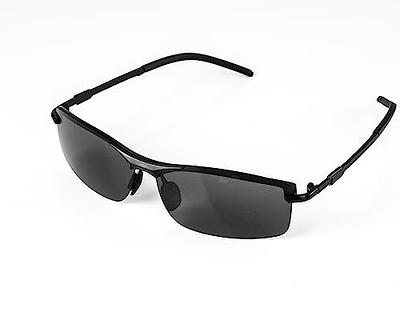 Xloop Polarized Mens Classic Biker Style Rectangle Sport Plastic Sunglasses Black Blue