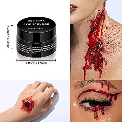 Go Ho Fake Blood Gel and Scar Wax SFX Zombie Make Up Special Effects Fake  Molding Wound Skin Wax Halloween Stage Makeup with Caster  Sealer&Sponge&Spatula,Make Specail Effects For Halloween Festival & Party