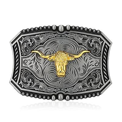 HUABOLA Calyn Long Horn Bull Western Belt Buckle