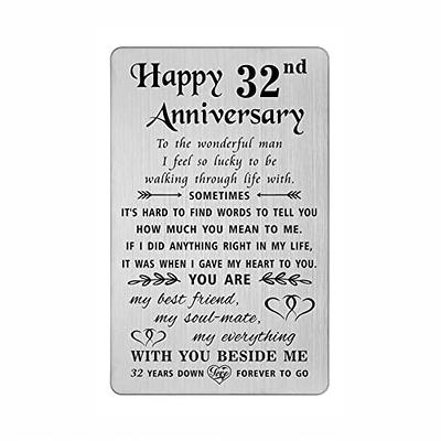 TANWIH 32nd Anniversary Card for Husband - 32 Years Down Forever to Go - 32  Year Wedding Anniversary Card Gifts for Him Men, Engraved Metal Wallet Card  - Yahoo Shopping