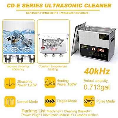 3.2L Jewelry Cleaner Heated Ultrasonic Machine with Knob Control, Heater and Timer (Basket Included)