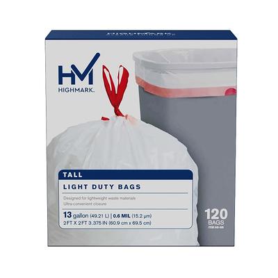 Handi-Bag Drawstring Kitchen Bags, 13 gal, 0.6 mil, 24 x 27.38, White, 50/Box