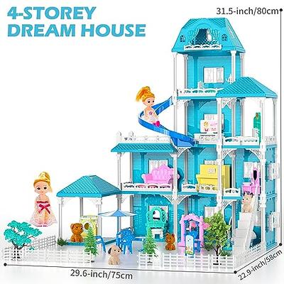 4 Room Doll House Girls Dream Play Playhouse Dollhouse ABS Game