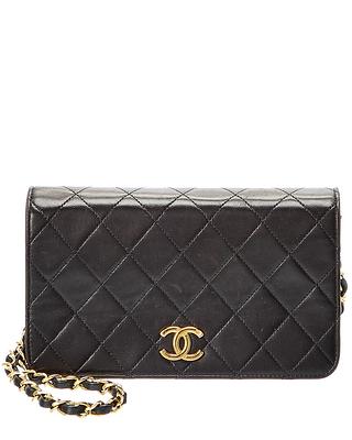  Chanel, Pre-Loved Black Quilted Lambskin Full Flap Bag Small,  Black : Luxury Stores