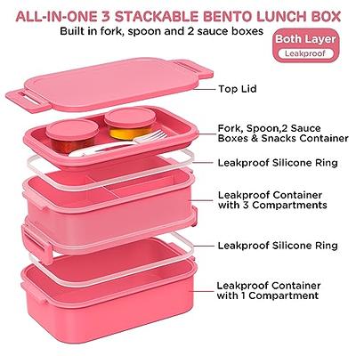 Linoroso All-in-One Bento Box Adult Lunch Box, 2 Stackable