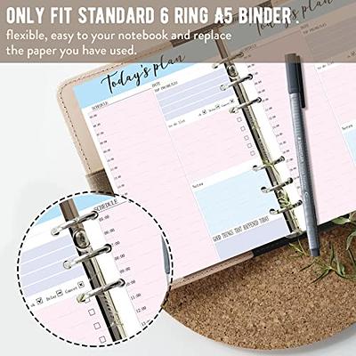  A5 Daily Planner Refill, 6 Ring Binder Inserts, A5