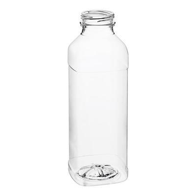 12 oz. Square Carafe PET Clear Juice Bottle with Lid