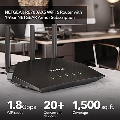 NETGEAR Nighthawk Smart Wi-Fi Router, R6700 - AC1750 Wireless Speed Up to  1750 Mbps | Up to 1500 Sq Ft Coverage & 25 Devices | 4 x 1G Ethernet and 1  x