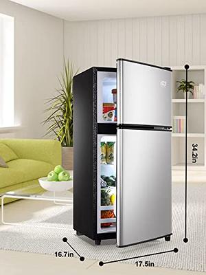 KRIB BLING 3.5Cu.Ft 2 Door Compact Refrigerator with Freezer, Mini Fridge  with Removable Glass Shelves, Portable Fridge with 7 Level Thermostat for