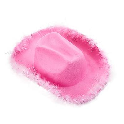 SNIAXXWL Fluffy Pink Felt Cowboy Hat for Women Blue Feather Glitter Cowgirl  Hat Cap Headwear Fancy Dress Halloween Party Prop (Sliver Fluffy Pink,  32cm*42cm*18cm) - Yahoo Shopping