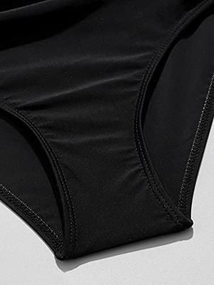  MIENOE Teen Girls Swimsuits Two-Piece Sports One Shoulder  Bikini Swimsuit Solid Wrap Bikini Kids Black Fashion Swimsuit