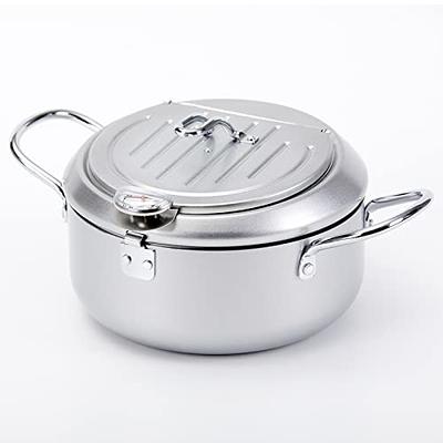 Stainless Steel Deep Frying Pot with a Thermometer and Lid Kitchen