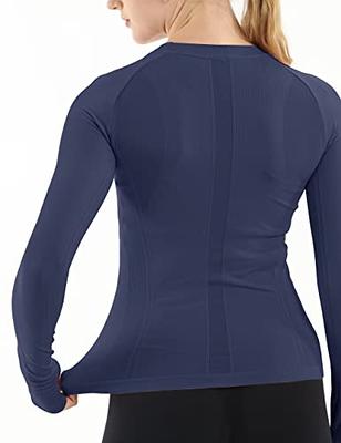 MathCat Seamless Workout Shirts for Women Long Sleeve Yoga Tops Sports  Running Shirt Breathable Athletic Top Slim Fit(M,Navy) - Yahoo Shopping