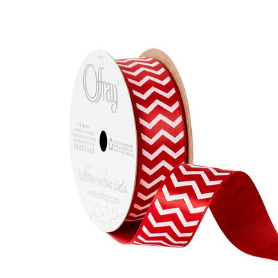 Offray Ribbon, Red 1/4 inch Double Faced Satin Polyester Ribbon, 10 yards