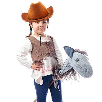 White Cowboy Hat for Kids (2-Pack) Felt Cowboy Hat with Neck Drawstring,  Plain Cowboy Hats for Boys & Girls for Dress-Up Parties, Play Costumes