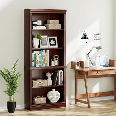 HSH 6 Tier Tall Bookshelf, Wood and Metal Vertical Display Book Shelf,  Industrial 6 Shelf Bookcases