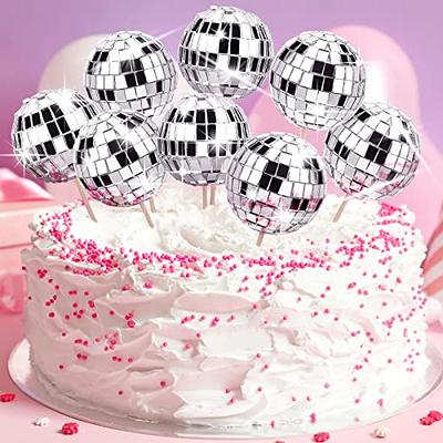 Pink Mini Disco Balls Silver Mini Disco Balls Cupcake / Cake Decorations 