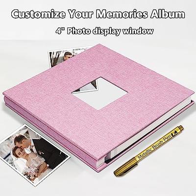  Photo Album Self Adhesive Pages for 4x6 5x7 8x10 Pictures  Magnetic Scrapbook Photo Albums with Sticky Pages Books with A Metallic Pen  for Baby Wedding Family 11x10.6 Pink 40 Pages 