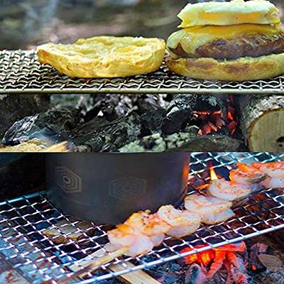 Camping Grill Grate Stainless Steel Mesh Bush Craft Fire Cooking BBQ  Backpacking