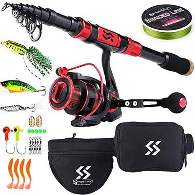 PLUSINNO Fishing Rod and Reel Combos Set,Telescopic Fishing Pole with Spinning  Reels, Carbon Fiber Fishing Rod for Travel Saltwater Freshwater Fishing-E - Yahoo  Shopping