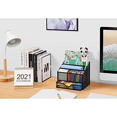 HMXLJJY Pen Holder for Desk,Mesh Wire Desk Organizer Set Office Supplies  Caddy,Desk Accessories Set has Desk Organizers,Pen Holder Organizer and  Paper