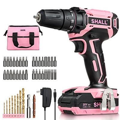 SHALL Pink Cordless Drill Driver 20V Electric Power Drill