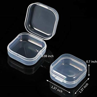 Rocutus 24 Pack Small Clear Plastic Storage Containers with Lids,Beads Storage Box with Hinged Lid for Beads,Earplugs,Pins, S