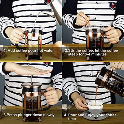 ADAMITA French Press Coffee Maker 8 cups 34 oz 304 Stainless Steel Coffee  Press with 4 Filter Screens, Easy Clean Heat Resistant Borosilicate Glass -  Free 100% BPA (A-Style-Copper-2A, 34 oz) - Yahoo Shopping