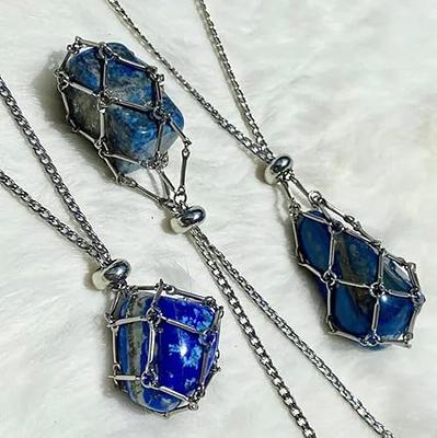 Crystal Stone Holder Necklace, Adjustable Crystal Cage Necklace