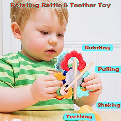 Oueyes Montessori Toys for Babies 6-12 Months Baby Sensory Toys Teething  Toys 12-18 Months Pull String Activity Toys Sensory Toys for Toddlers 1-3