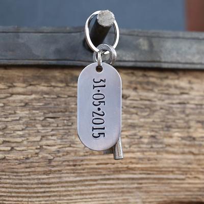 Custom Hand Stamped Round Keychain Aluminum Gift Personalized Customize  Initials Date Father's Day Wedding Birthday Christmas 