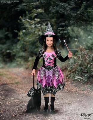 Amazon.com: Witch Halloween Costume for Girls, Light Up Toddler Witch Dress  Outfit with Witch Broom and Hat, Kids Witch Costume Glow in the Dark for  Halloween Themed Dress-Up Party (Small) : Clothing,