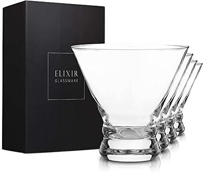 ELIXIR GLASSWARE Stemless Martini Glasses Set of 4 - Hand Blown