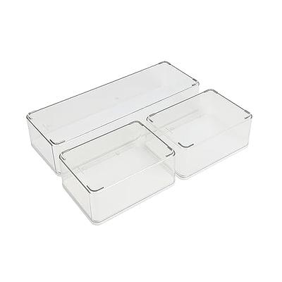 Martha Stewart Brody Clear Plastic Storage Organizer Bins with White  Engineered Wood Lids for Home Office, Kitchen, or Bathroom, 3 Pack  Small/Medium/Large in the Desktop Organizers department at